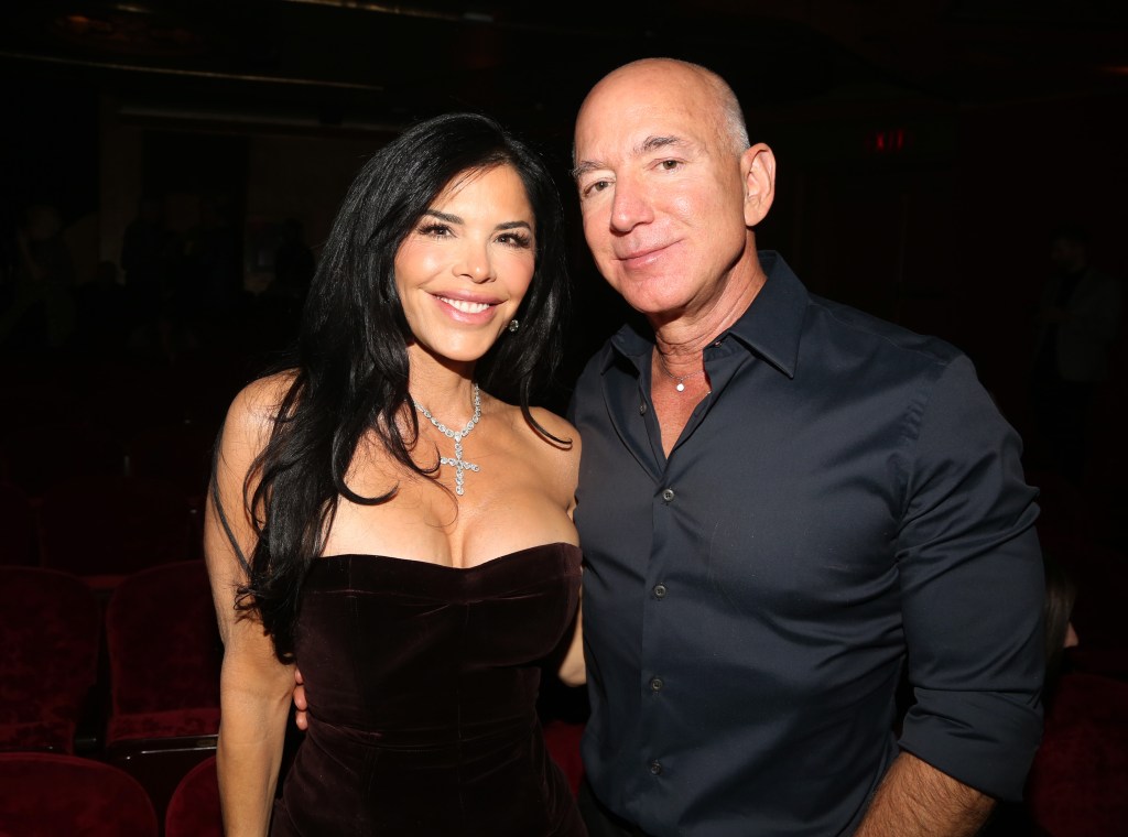 Lauren Sanchez and Jeff Bezos attend the opening night of "Sunset BLVD" at St James Theater.